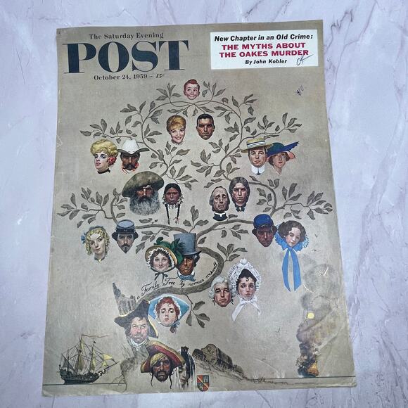 None and/or Unknown Other - 1959 Oct Saturday Evening Post Norman Rockwell Family Tree Cover ONLY 10x13 V17
